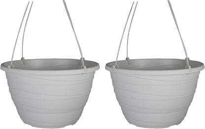 The HC Companies Wrapt Hanging Planters - Lightweight Plant Pot Hanger for Hanging Plants, Vegetables & Herbs - Outdoor & Indoor Hanging Basket for Plants (13" White, Pack of 2)