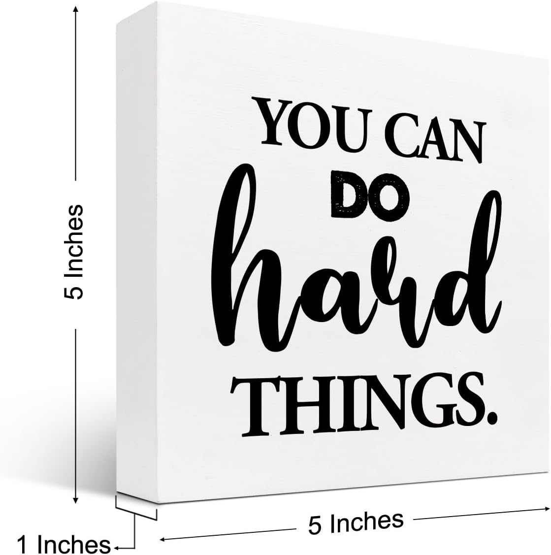 z-crange You Can Do Hard Things Wood Block Sign Desk Decor,Rustic Inspirational Wooden Box Plaque Sign Desk Decor for Home Office Shelf Table Decor Decorations