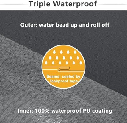 Favoyard Patio Chair Cushions 20 x 20 x 3 Inch Waterproof Outdoor Seat Cushions for Patio Furniture 3-Year Color Fastness Garden Sofa Couch Pads with Handle & Adjustable Straps Set of 2, Dark Grey