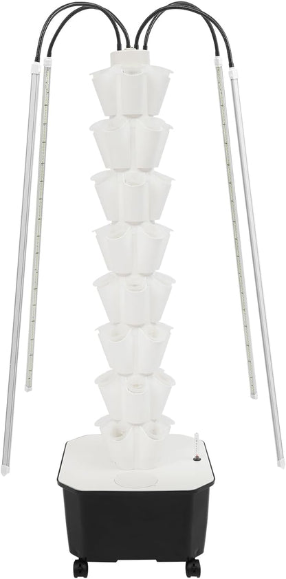 Hydroponic Tower, Vertical Planter Tower, 40 Planting Holes Water Planting Growing System Kit, Hydroponics Growing System Container with LED Grow Light for Herbs, Fruits and Vegetables
