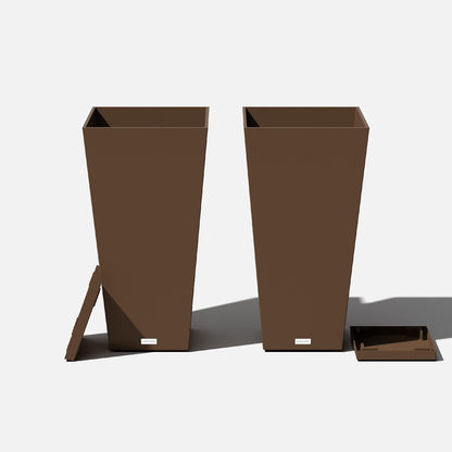 Veradek V-Resin Indoor/Outdoor Taper Planter (Espresso, 30 inch - 2 Pack with 2 Saucer Trays)
