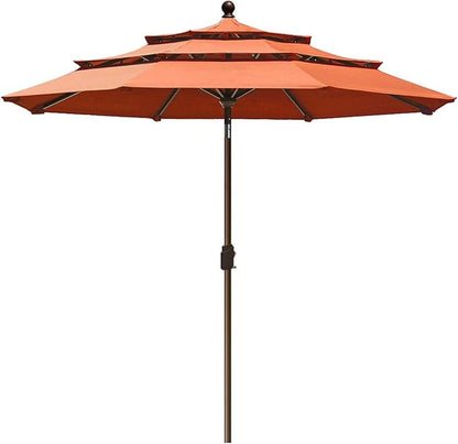 EliteShade USA 9Ft 3 Tiers Market Umbrella Patio Umbrella Outdoor Table Umbrella with Ventilation and 5 Years Non-Fading Top,Rust