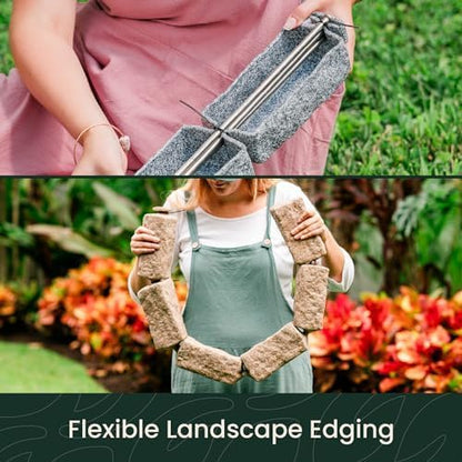 Beuta Landscape Edging | Garden Edging Border | Faux Stone Bricks for Lawn edging, Flower beds, Pathways & Yard Edging– 10 Packs | Each Section Has 6 Bricks 48"L x 4"W x 2.25"H | 30 Spikes|Cobblestone