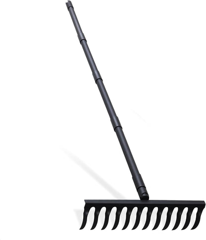 Pragmatist Bow Rake Heavy Duty 60" Metal Head Garden Rake with Adjustable Stainless Steel Handle Garden Tool for Loosening Soil Leveling Mulch Gathering Leaf