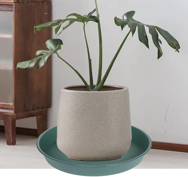 4 Pack of 16 inch Plant Saucer (13.5" Base), Heavy Duty Plastic Plant Tray for Pots, Flower Water Trays for Indoors, Bird Bath Bowls, Plant Drip Saucers for Planter 14"/15"/16" (Green)