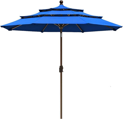 EliteShade USA 10-Year-Non-Fading 9Ft 3 Tiers Market Umbrella Patio Umbrella Outdoor Table Umbrella with Ventilation, Royal Blue