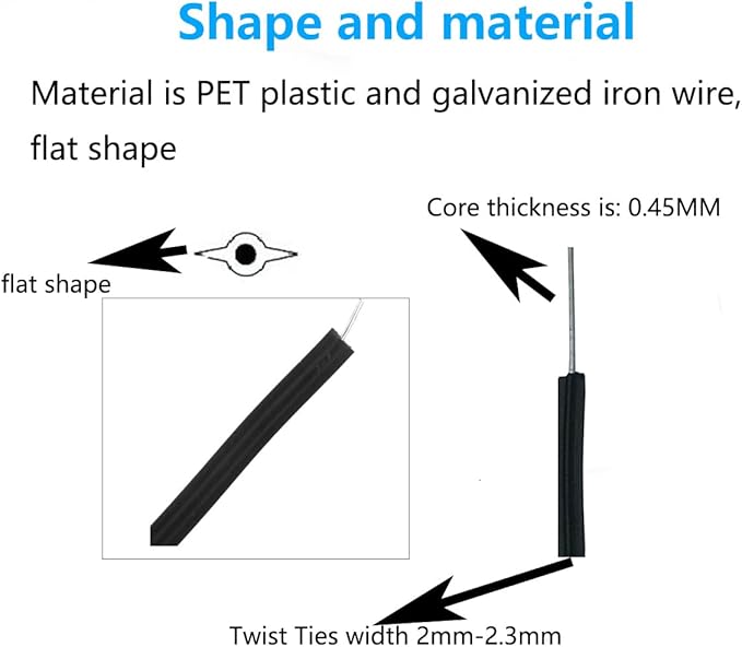 Plastic Black 6" Twist Ties, Reusable Cable Ties,Long Garbage Bag Twist Ties, Trash Bag Coated Ties, Twisty Ties for Organizing, Plant Hollding, Office, Christmas Tree (500 Pcs/6 inch)
