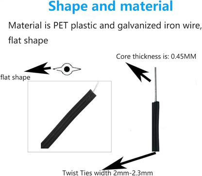 Plastic Black 6" Twist Ties, Reusable Cable Ties,Long Garbage Bag Twist Ties, Trash Bag Coated Ties, Twisty Ties for Organizing, Plant Hollding, Office, Christmas Tree (500 Pcs/6 inch)
