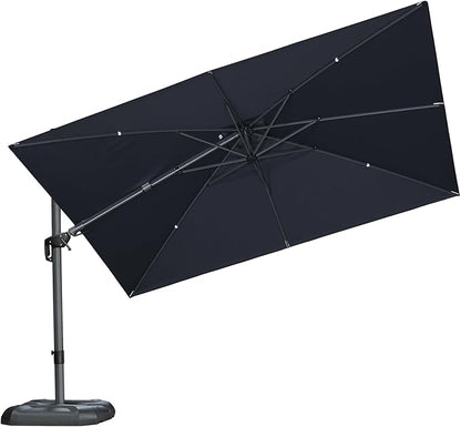 PURPLE LEAF 11' X 8' Left-right Tilting Patio Umbrella Outdoor Cantilever Swivel Rectangle Umbrella with Tilt Aluminum Offset Umbrella with 360-degree Rotation for Garden Deck Pool Patio Grey