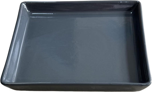 Square Plant Saucer 14 Inch 1 Pack，Plant Trays for Pots, Gray Ceramic Plant Saucers for Indoors Outdoors, Plant Drip Tray 4 6 8 10 12 14 Inch