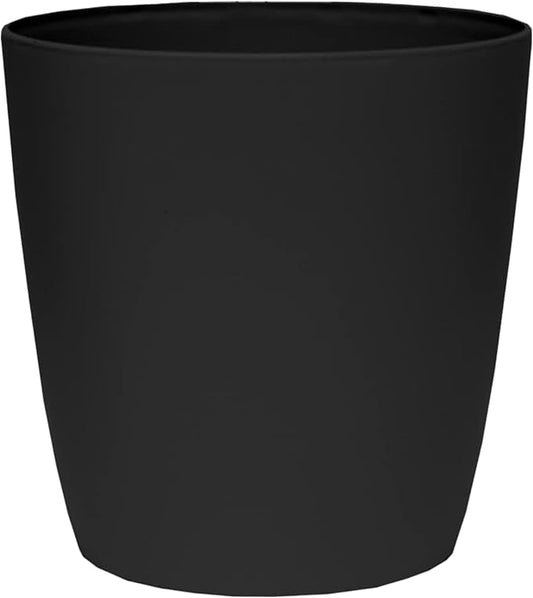 The HC Companies Aria Round Self-Watering Pot - Lightweight Plastic Planter for Herbs & More - Durable Plant Pots for Indoor Plants & Outdoor Plants (8" Matte Black, Pack of 1)
