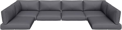 Aoxun Outdoor Replacement Cushions for Patio Furniture, Waterproof Sofa Cushion for 6-Seat Rattan Wicker Sectional Patio Conversation Sets, 14-Piece Cushions Set for L-Shape Couch, Grey