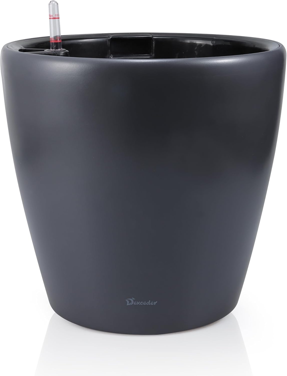 Dexceder 18x17 Self Watering Planter with Wheels Indoor Outdoor, Inner Pot Design, Thickened Large Floor Standing Flower Plant Pot with Water Level Indicator (Slate Gray Matte)