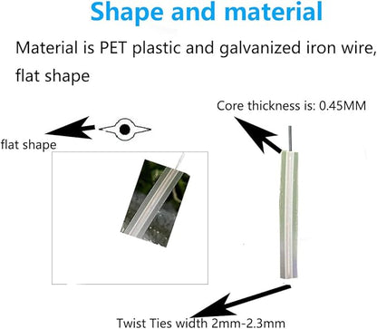 Plastic Clear 4" Twist Ties, Reusable Cable Ties,Long Garbage Bag Twist Ties, Trash Bag Coated Ties, Twisty Ties for Organizing, Plant Hollding, Office, Christmas Tree (500 Pcs/4 inch/10cm)