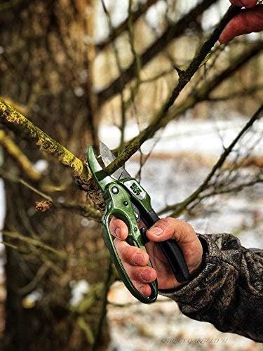 EZ Kut Original Ratcheting Pruner Kit with Molded Ballistic Nylon Sheath and Carbide Blade Tool, Green and Black