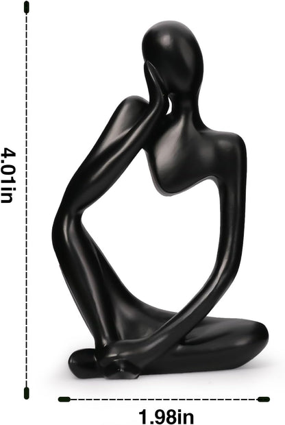 INNOLITES Resin Statue Thinker Style Decoration Abstract Sculptures Collectible Figurines for Home Decor Modern Office Shelf Desktop(Black Left)