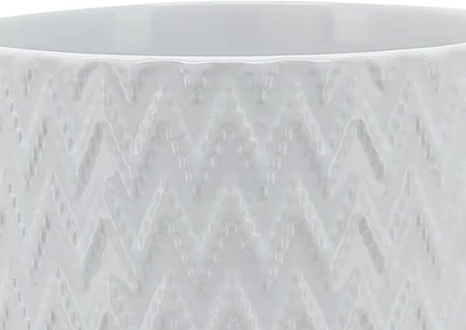 Sagebrook Home Modern Ceramic Planter with Stand - Textured Stoneware Pot with Bamboo Base for Indoor & Outdoor Plants - Decorative Flower Pot for Home & Garden - 8" White