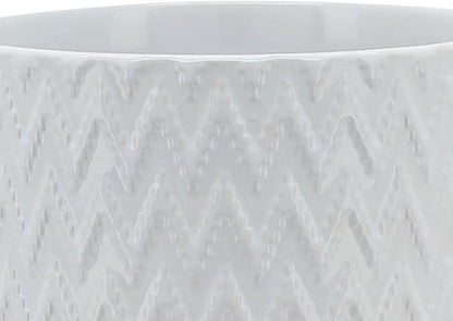 Sagebrook Home Modern Ceramic Planter with Stand - Textured Stoneware Pot with Bamboo Base for Indoor & Outdoor Plants - Decorative Flower Pot for Home & Garden - 8" White