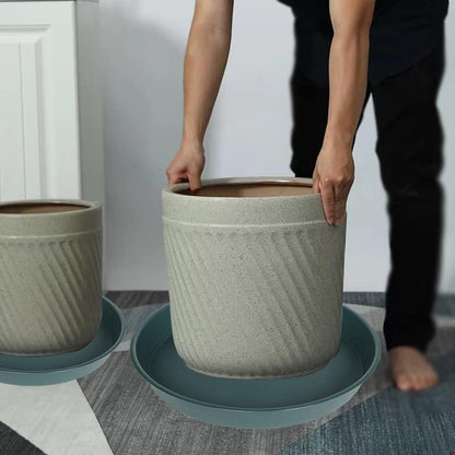 4 Pack of 18 19 inch Plant Saucer Drip Tray (16.6 inch Base), Heavy Duty Large Deep Plant Saucers for Pots, Plastic Flower Planter Water Trays for Indoors Outdoor (19", Green)