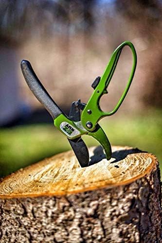 EZ Kut Original Ratcheting Pruner Kit with Molded Ballistic Nylon Sheath and Carbide Blade Tool, Green and Black