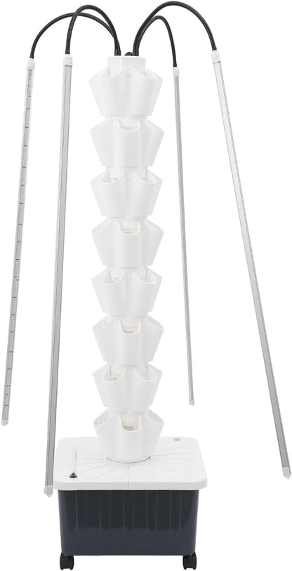 Hydroponic Tower, Vertical Planter Tower, 40 Planting Holes Water Planting Growing System Kit, Hydroponics Growing System Container with LED Grow Light for Herbs, Fruits and Vegetables