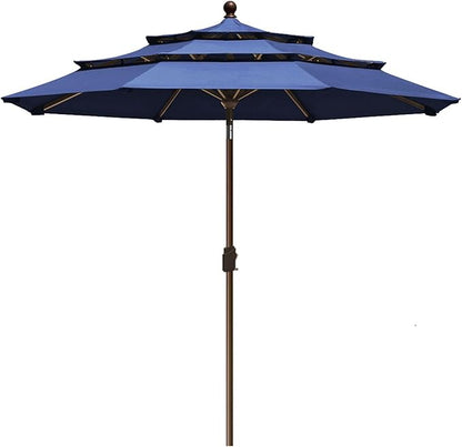 EliteShade USA 10-Year-Non-Fading 9Ft 3 Tiers Market Umbrella Patio Umbrella Outdoor Table Umbrella with Ventilation, Navy Blue