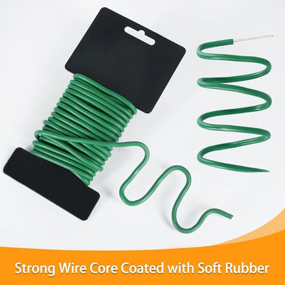 Tenn Well Green Plant Ties, 32 Feet 5mm Soft Garden Wire Ties for Tomato Plants, Climbing Roses and Cucumbers (2PCS X 16 Feet)