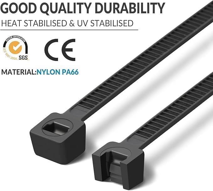 XINGO 14 Inch Red Zip Ties Heavy Duty 100 Pack, 120 LBS Tensile Strength, Premium Nylon Cable Wire Ties, Self-locking Plastic Ties for Indoor and Outdoor Use