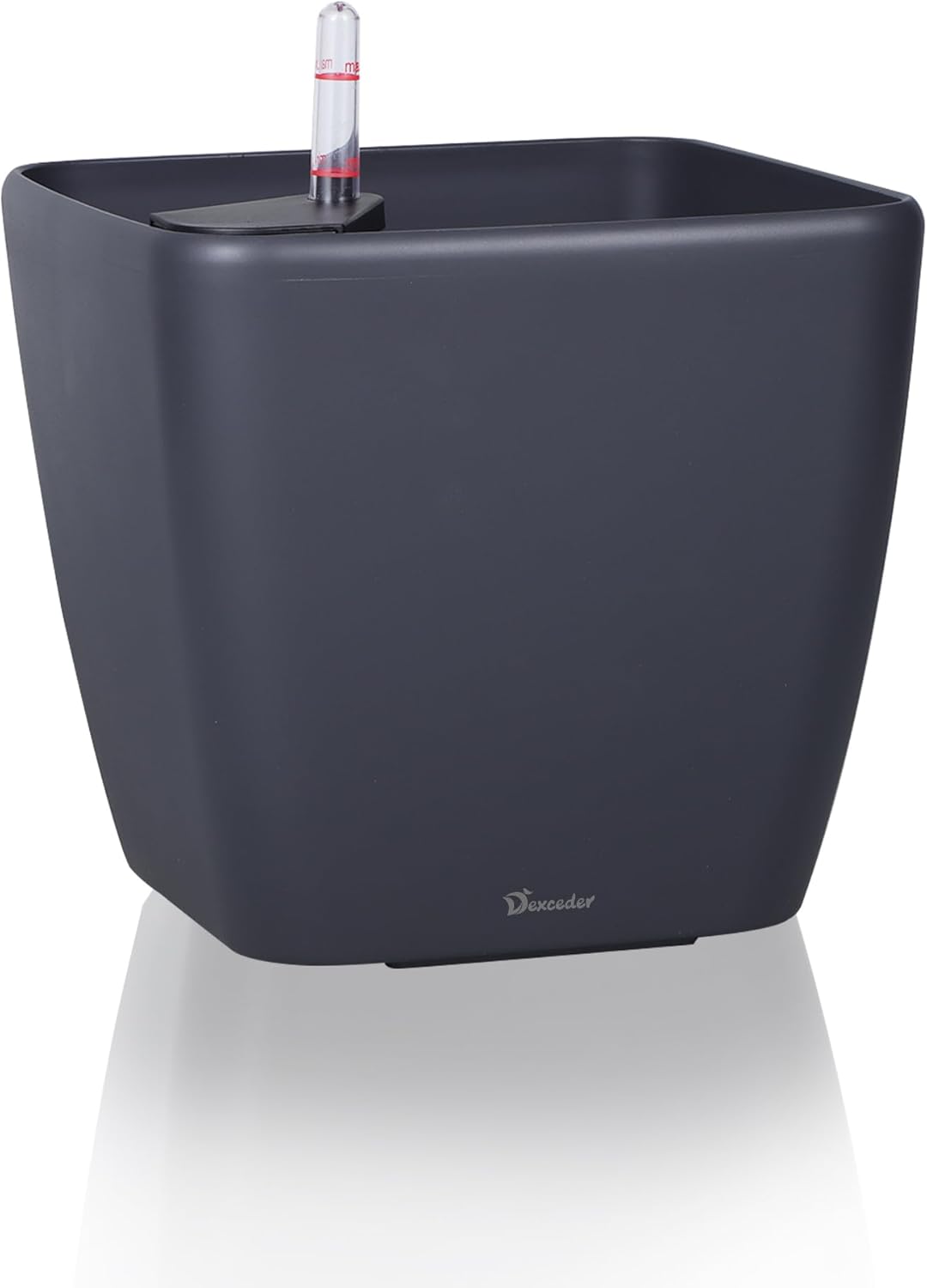 Dexceder 13x12 Self Watering Planter with Wheels Indoor Outdoor, Inner Mat Design, Thickened Large Floor Standing Flower Plant Pot with Water Level Indicator (Slate Gray Matte)