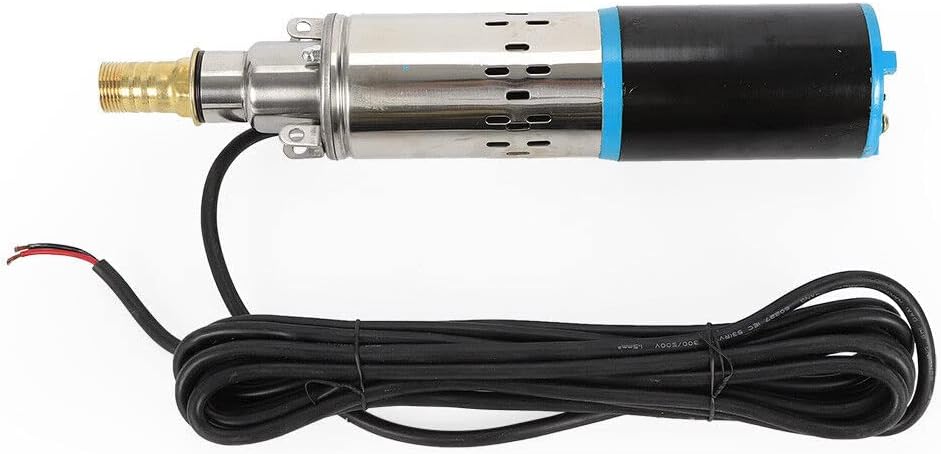 Deep Well Submersible Pump DC 24V 200W Electric Solar Powered Water Pump, 17.5 GPM Flow, 98ft Lift, Farm Ranch Irrigation Submersible Bore Hole Deep Well Pump