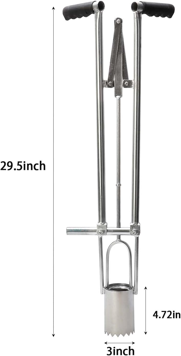 AIWFL Seedling Transplanter Long Handled Bulb Planter, Stainless Steel Manual Plant Transplanter Weeder Sod Plugger Flower Planting Garden Tool