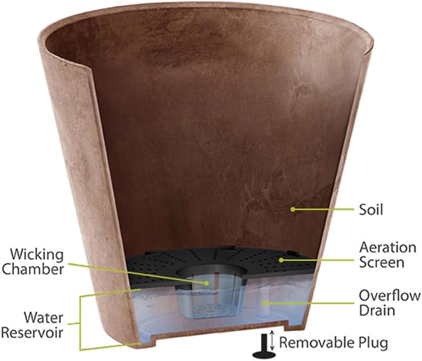 Root & Vessel Self Watering Hanging Planter for Indoor or Outdoor Plants, Unique Marbled Hanging Basket Made of Eco-Friendly Blend of Stone & Plastic, White, 10"