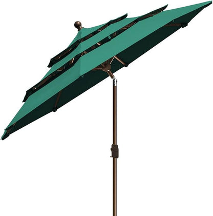 EliteShade USA 10-Year-Non-Fading 9Ft 3 Tiers Market Umbrella Patio Umbrella Outdoor Table Umbrella with Ventilation, Forest Green