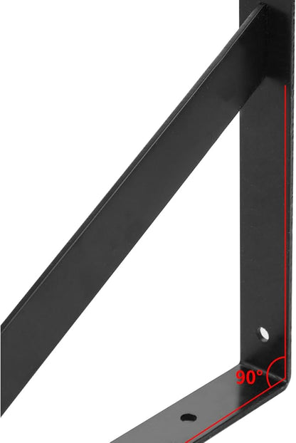 Heavy Duty Shelf Brackets, 8 in X 5 in Wall Mount L Steel Bracket for Floating Shelf, Black, 4 Pack