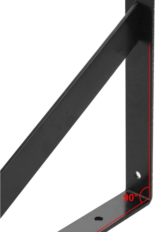 Heavy Duty Shelf Brackets, 8 in X 5 in Wall Mount L Steel Bracket for Floating Shelf, Black, 4 Pack