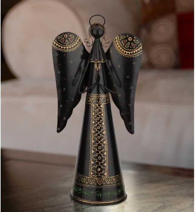 Regal Art & Gift Angel Statue - Metal Indoor/Outdoor Garden Statue Deals, Elegant Garden Decor, Beautiful Gifts for Women, Exquisite Angel Statues for Garden,23-Inch, Black/Gold