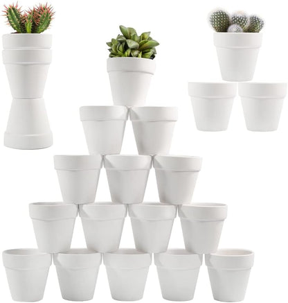 3 Inch Terracotta Pots - 22Pack Clay Flower Pots with Drainage Hole, Succulent Nursery Pot/Cactus Plant Pot. Great for Plants, Crafts, Wedding Favorn, DIY Production (White)