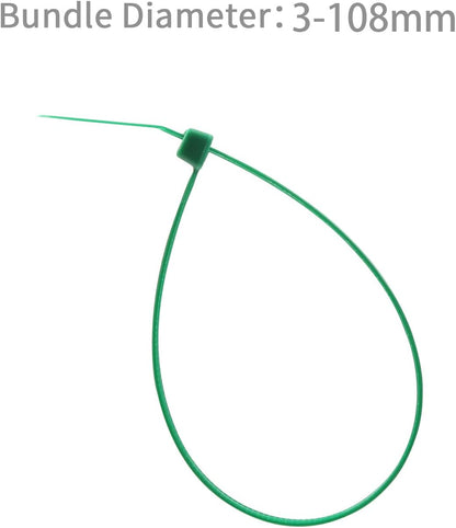 XINGO 100PCS Cable Zip Ties Heavy Duty, Premium Nylon Plastic Wire Ties with 50 Pounds Tensile Strength, Self-Locking Black Nylon Zip Ties for Indoor and Outdoor (16 inch, Dark Green)