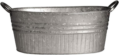 Headwind Oval Galvanized Tubs Planter with Handles – 12 Inch Lightweight Steel Indoor Oval Plant Pot with Drainage Holes – Large Galvanized Tub Flower Bucket – Outdoor Planter by Robert Allen