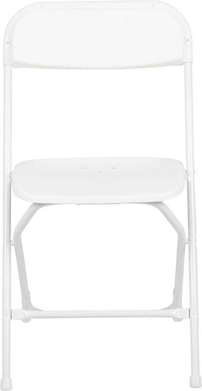 Flash Furniture Hercules Series Plastic Folding Chairs for Parties and Weddings, Stackable Commercial Event Seats with 650-lb. Static Weight Capacity, Set of 6, White