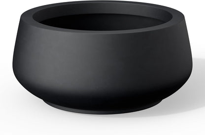 Kante 12.5" Dia Round Concrete Bonsai Planters, Outdoor Indoor Garden Plant Pot with Drainage Hole for Home, Patio, Garden, Black