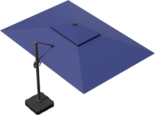 10x13 FT Patio Umbrella, Large Cantilever Rectangular Double Top Heavy Duty Offset Umbrellas with 360° Rotation, Outdoor shade for Garden Deck Pool Patio, Navy