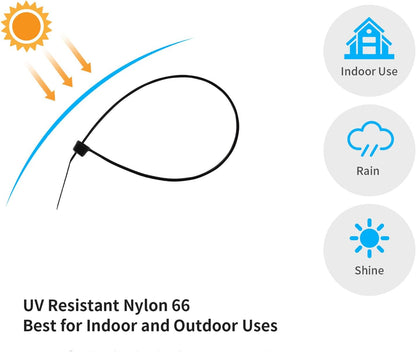 14 Inch Zip Ties Gold 1000 PCS, 40 Lbs- Heavy Duty Tensile Strength, Nylon PA66 UV Resistant Cable Ties for Indoor and Outdoor Use - Ideal for object bundling and fastening