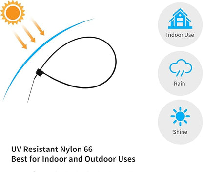 12 Inch Zip Ties Green 1000 PCS, 50 Lbs- Heavy Duty Tensile Strength, Nylon PA66 UV Resistant Cable Ties for Indoor and Outdoor Use - Ideal for object bundling and fastening