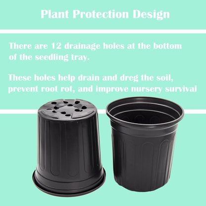 50-Pack 1 Gallon Flexible Flower Plant Nursery Pots, Thickened Soft Plastic Seed Starting Container for Succulents, Seedlings, Cuttings, Transplanting,(Black)