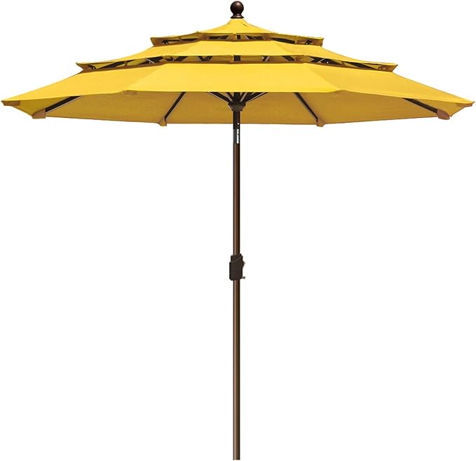 EliteShade USA 10-Year-Non-Fading 9Ft 3 Tiers Market Umbrella Patio Umbrella Outdoor Table Umbrella with Ventilation, Sunflower Yellow