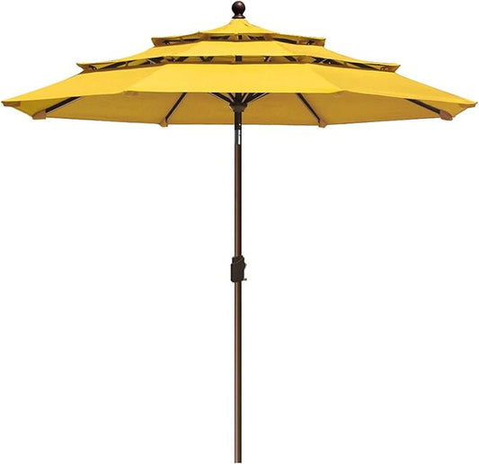 EliteShade USA 10-Year-Non-Fading 9Ft 3 Tiers Market Umbrella Patio Umbrella Outdoor Table Umbrella with Ventilation, Sunflower Yellow