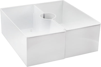 AuldHome Design Umbrella Planter for Patio Table (White Square), w/Umbrella Hole, Enamelware Rectangular Planter Pots