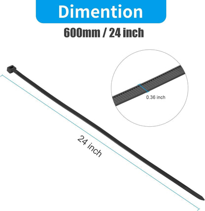 XINGO 24 Inch White Large Zip Ties Heavy Duty 500 Pack, 200 LBS Ultra Strong Plastic Wire Ties, Large Cable Ties Extra Long Tie Wraps, Indoor and Outdoor UV Resistant