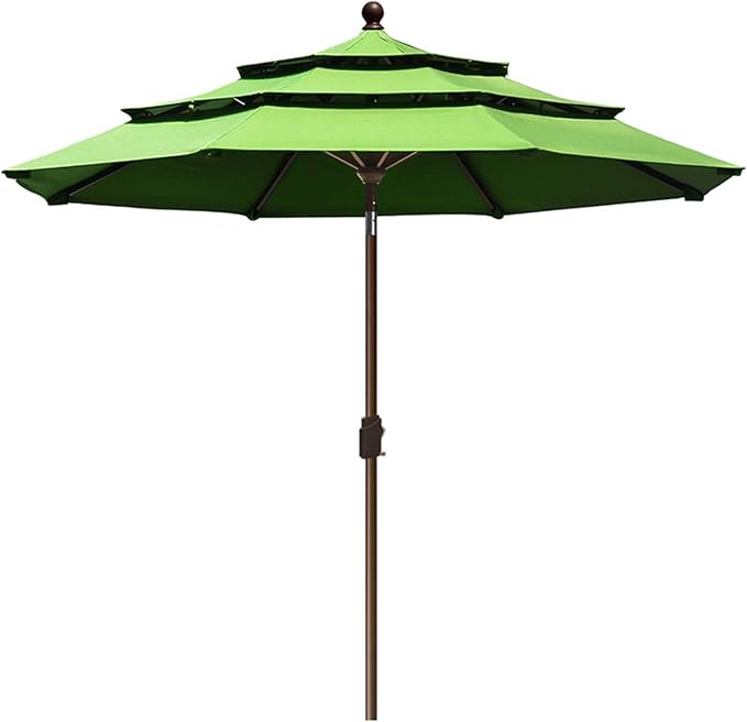 EliteShade USA 10-Year-Non-Fading 9Ft 3 Tiers Market Umbrella Patio Umbrella Outdoor Table Umbrella with Ventilation, Macaw Green